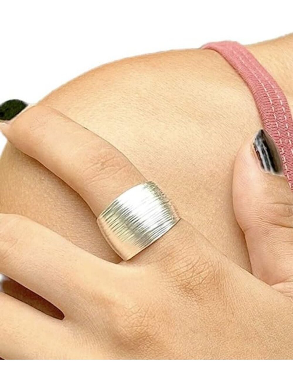 Handmade Sterling Silver Wide Convex Band Ring, Adjustable 6-11, Gift for Her